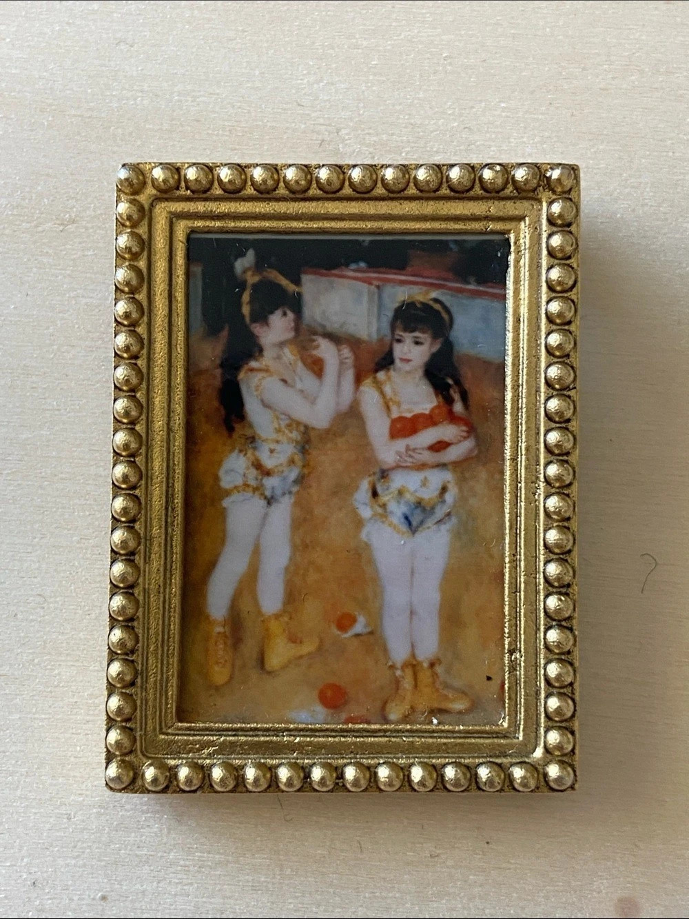 Acrobats at the Cirque Fernando Gold-Tone Picture Frame with Artwork Brooch